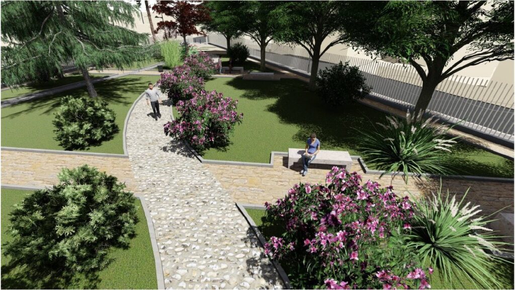 Rendering del progetto “Giardino della Biodiversità” del Comune di Portocannone