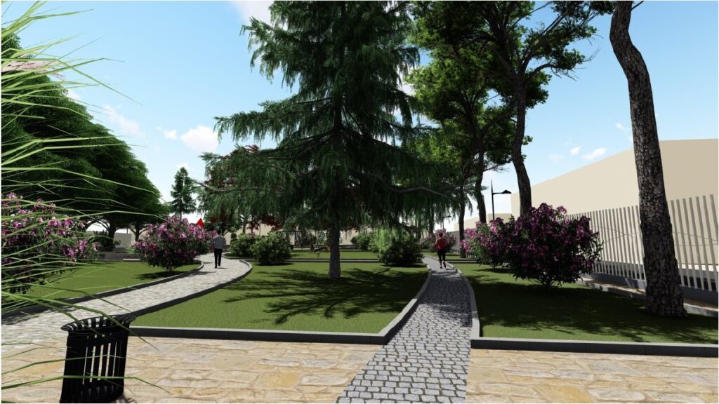 Rendering del progetto “Giardino della Biodiversità” del Comune di Portocannone