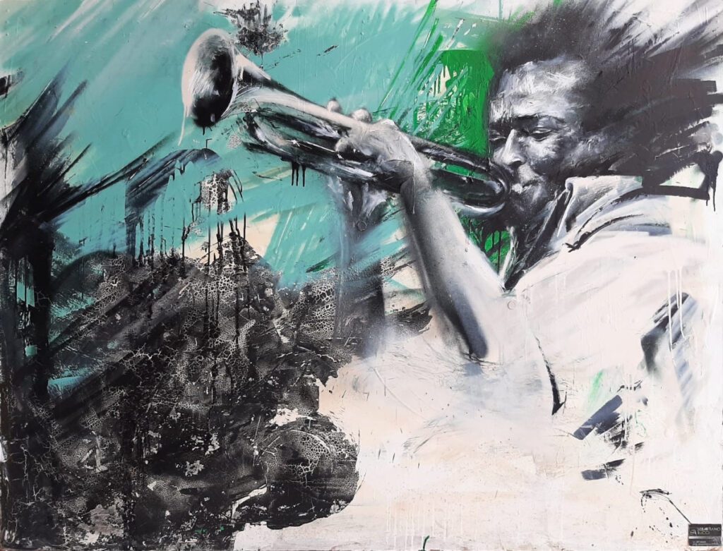Sebastiano Bucci: "Vento Jazz" - 2023 - Acrilico su tavola, cm 100x150