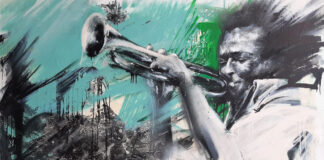 Sebastiano Bucci: "Vento Jazz" - 2023 - Acrilico su tavola, cm 100x150