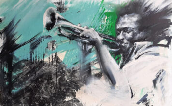 Sebastiano Bucci: "Vento Jazz" - 2023 - Acrilico su tavola, cm 100x150