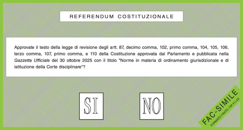Fac-simile scheda Referendum Giustizia 2026