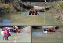 Una persona rimasta bloccata con la propria autovettura in un sottopasso allagato a Montefalcone del Sannio