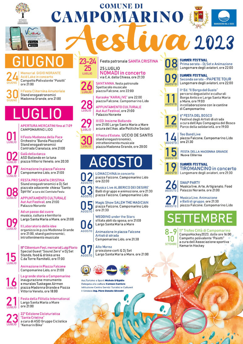 Il calendario degli eventi estivi di Campomarino AESTIVA 2023