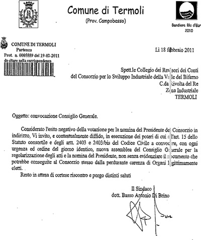 La Diffida del Comune di Termoli La Diffida del Comune di Termoli