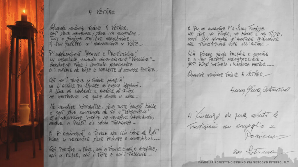 La poesia in vernacolo "A Vetäre" di Anna Gina Costantino.