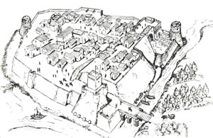 Ricostruzione del Borgo-Disegno di D. La Porta